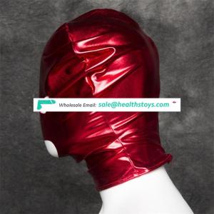 Fetish Open Eyes/Mouth Head Bondage Hood Mask Black Red Bedroom Restraints Sex Games Toys for Couples