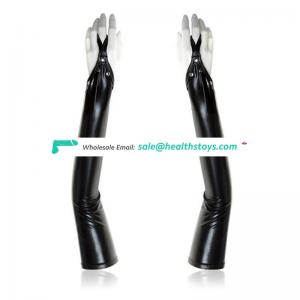 Long Leather Look Gloves Smooth Arm Sleeves Dress Hand Wrist Cuff Restraint Harness for Women Sex Costume Toys