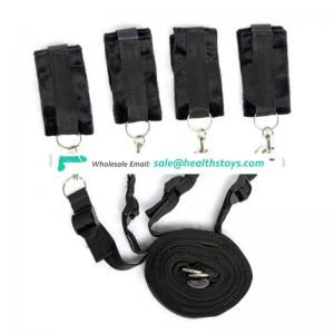 Under Bed Bondage Restraints System, Furry Handcuffs and Ankle Cuffs Restraint Kit with Adjustable Strap