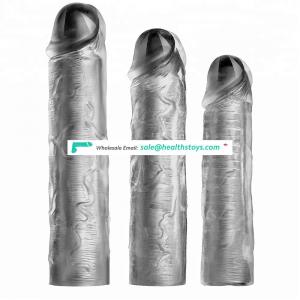realistic veins cock longer sleeves silicone penis extension  for adult sex toy