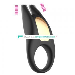 10 Frequencies Vibrator Clitoris Stimulator Dual Horn Waterproof Silicone Cock Ring Adult Vibrator Sex Toys Vibrating Cock Ring