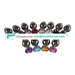 3pcs/Set Bright Black Heart Love Metal Anal Plug Crystal Stainless Steel Sex Toys Butt Plug Sex Products