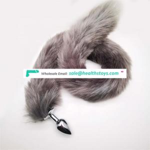 80cm Artificial fox tail metal anal plug for woman cosplay