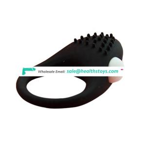 Black penis enlargement cock ring silicone vibrator sex toy for couple