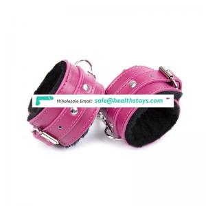 Bondage Restraints Pink PU Leather & Furry Sex Toy Handcuffs SM Toy Adult