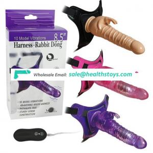 Double Stimulation Strap On Dildo Sex Toys With Vibrating function Sex Product For Lady