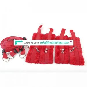 Factory Wholesale SM sex body restraints,Long Plush RED bed restraints