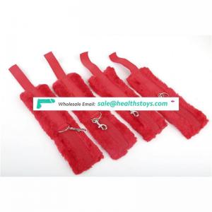 Factory Wholesale SM sex body restraints,Long Plush RED bed restraints
