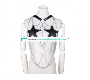Factory Wholesale sex lingerie leather pentangle iron chain sex hot sale toys for sm game