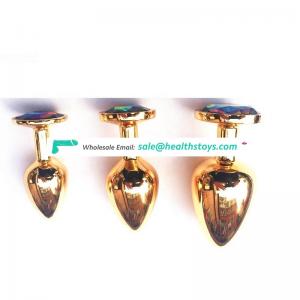 Gold Color Metal Anal Plug Anal Sex Toys For Women Men Gay Butt Plug Ass Plug With Gem
