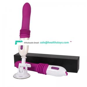 Hand-free Thrusting Soft Silicone vagina Vibration Massager Sex Toy 3 Speed 7 Frequency Telescopic Vibrator with Suction Cup