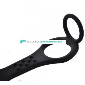 Medical soft Silicone Cock Ring And Anal Plug Thread Comb Sex Toy For Dual prostate and dildo vibrator Stimulation