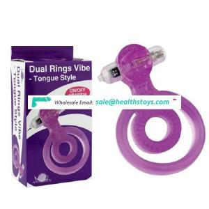 New Best Male Sex Toys Pictures Pink Purple Penis Ring Rubber Dual Vibrating Cock Ring Vibrator