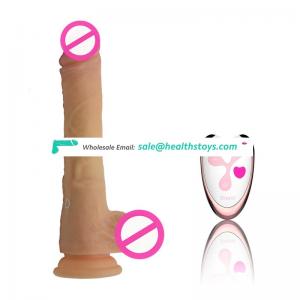 New style realistic mushroom head wireless&telescopic silicone sex toy for women