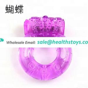 Silicon Vibrating Cock ring Penis Rings Butterfly design Adult Toy penis vibrator for men