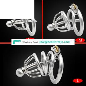 Stainless Steel Male Chastity Lock Penis Cage with Catheter