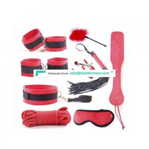 Wholesale 9PCS Chinese Red Plush sex bondage set,SM Restraints Sex Toy for Adult Game plush toys