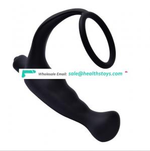 Young Boy Black Soft Silicone men toys sex adult Prostate Double Stimulation Anal Plug With Cock Ring